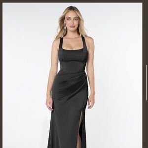 Azazie Black Satin Wedding Dress